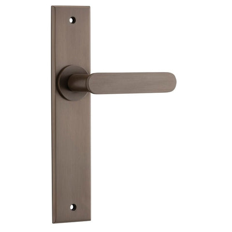Iver Bronte Door Lever Handle On Chamfered Backplate - primehardware