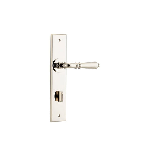 Iver Sarlat Door Lever Handle On Chamfered Backplate - primehardware
