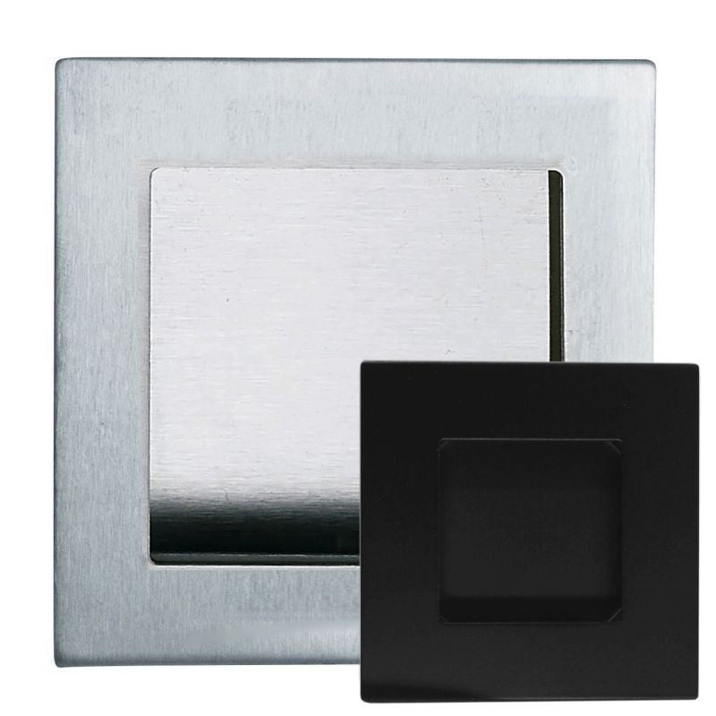 Square Stainless Steel Flush Pull Handle - Chrome, 70x70mm, Concealed Screw Fix
