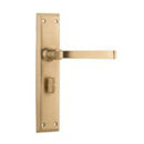 Tradco Menton Door Lever Handle on Long Backplate Unlacquered Satin Brass - Customise to your needs - primehardware