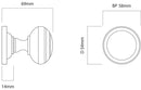 Iver Paddington Door Knob On Round Rose Concealed Fix
