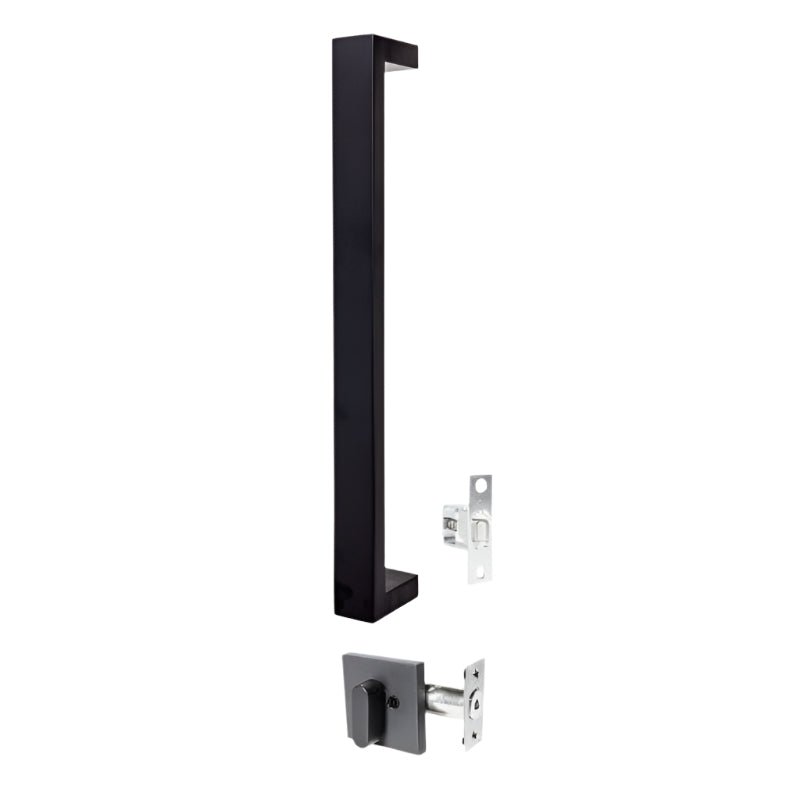Gainsborough Oblong 450mm Pull Handle Entrance Set Matte Black OBL450PHENTMBK - primehardware
