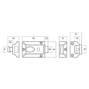 Lockwood 100 Nightlatch No Cylinder Open Out BRN