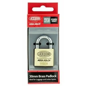 Lockwood 110 Brass 30mm Padlock 19mm Shackle