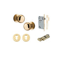 IVER Cambridge Door Knob On Round Rose Concealed Fix | Entrance Kit (Key/Thumb) | 9 Finishes - Polished Brass
