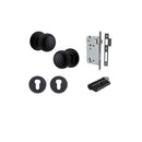 IVER Cambridge Door Knob On Round Rose Concealed Fix | Entrance Kit (Key/Key) | 9 Finishes - Matt Black