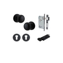 IVER Cambridge Door Knob On Round Rose Concealed Fix | Entrance Kit (Key/Thumb) | 9 Finishes - Matt Black