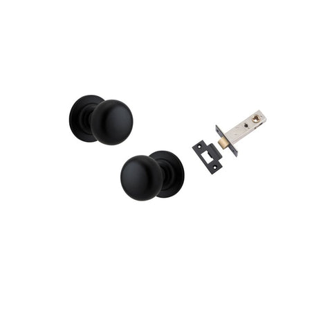 IVER Cambridge Door Knob On Round Rose Concealed Fix | Passage Kit | 9 Finishes - Matt Black