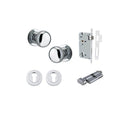 IVER Cambridge Door Knob On Round Rose Concealed Fix | Entrance Kit (Key/Thumb) | 9 Finishes - Polished Chrome