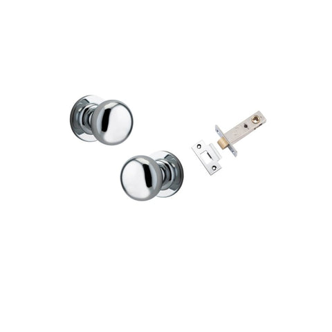 IVER Cambridge Door Knob On Round Rose Concealed Fix | Passage Kit | 9 Finishes - Polished Chrome