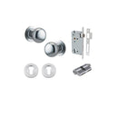 IVER Cambridge Door Knob On Round Rose Concealed Fix | Entrance Kit (Key/Key) | 9 Finishes - Brushed Chrome