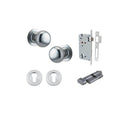 IVER Cambridge Door Knob On Round Rose Concealed Fix | Entrance Kit (Key/Thumb) | 9 Finishes - Brushed Chrome