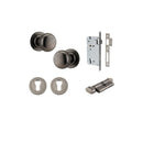 IVER Cambridge Door Knob On Round Rose Concealed Fix | Entrance Kit (Key/Thumb) | 9 Finishes - Distressed Nickel