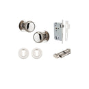 IVER Cambridge Door Knob On Round Rose Concealed Fix | Entrance Kit (Key/Thumb) | 9 Finishes - Polished Nickel