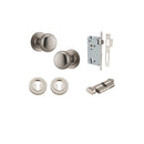 IVER Cambridge Door Knob On Round Rose Concealed Fix | Entrance Kit (Key/Thumb) | 9 Finishes - Satin Nickel