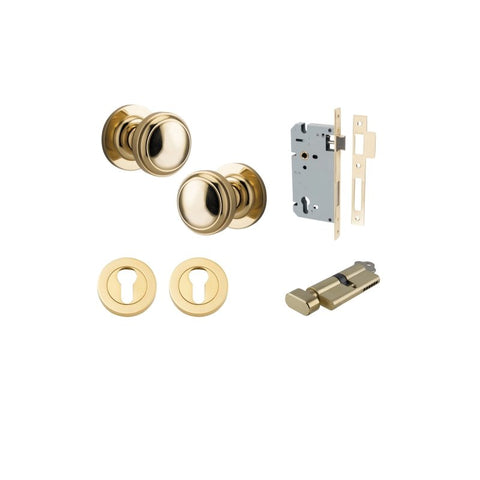 Iver Paddington Door Knob On Round Rose Concealed Fix - primehardware