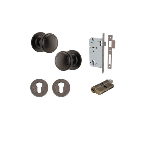 IVER Paddington Door Knob On Round Rose Concealed Fix | Entrance Kit (Key/Thumb) | 9 Finishes - lifestyle
