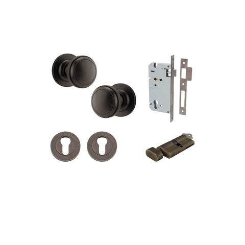 Iver Paddington Door Knob On Round Rose Concealed Fix - primehardware