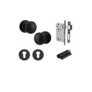 IVER Paddington Door Knob On Round Rose Concealed Fix | Entrance Kit (Key/Key) | 9 Finishes - Matt Black