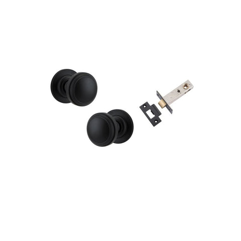 IVER Paddington Door Knob On Round Rose Concealed Fix | Passage Kit | 9 Finishes - Matt Black