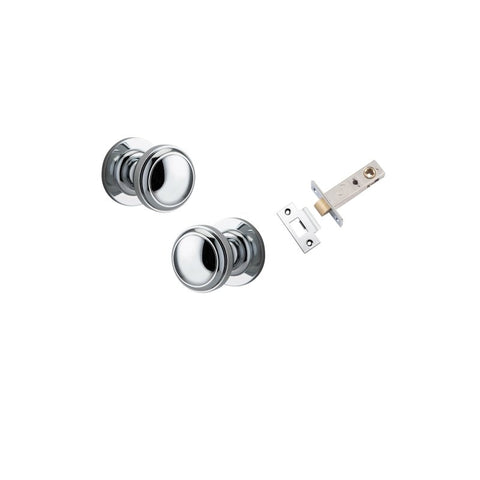 IVER Paddington Door Knob On Round Rose Concealed Fix | Passage Kit | 9 Finishes - Polished Chrome