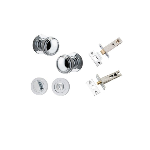 IVER Paddington Door Knob On Round Rose Concealed Fix | Separate Privacy Kit | 9 Finishes - Polished Chrome