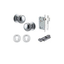 IVER Paddington Door Knob On Round Rose Concealed Fix | Entrance Kit (Key/Thumb) | 9 Finishes - Brushed Chrome