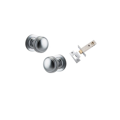 IVER Paddington Door Knob On Round Rose Concealed Fix | Passage Kit | 9 Finishes - Brushed Chrome
