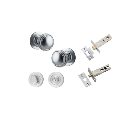 IVER Paddington Door Knob On Round Rose Concealed Fix | Separate Privacy Kit | 9 Finishes - Brushed Chrome