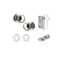 IVER Paddington Door Knob On Round Rose Concealed Fix | Entrance Kit (Key/Thumb) | 9 Finishes - Polished Nickel