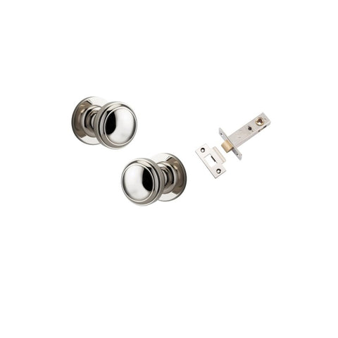 IVER Paddington Door Knob On Round Rose Concealed Fix | Passage Kit | 9 Finishes - Polished Nickel