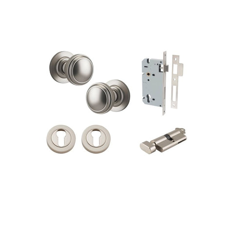Iver Paddington Door Knob On Round Rose Concealed Fix - primehardware