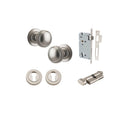 IVER Paddington Door Knob On Round Rose Concealed Fix | Entrance Kit (Key/Thumb) | 9 Finishes - Satin Nickel