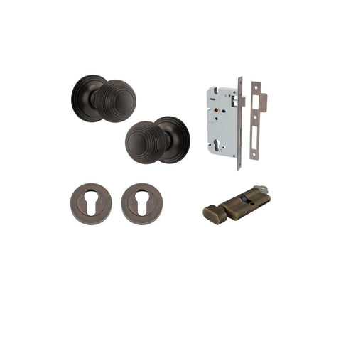 IVER Guildford Door Knob On Round Rose Concealed Fix | Passage Kit | 9 Finishes - lifestyle