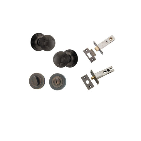 IVER Guildford Door Knob On Round Rose Concealed Fix | Separate Privacy Kit | 9 Finishes - Signature Brass
