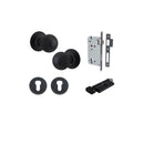 IVER Guildford Door Knob On Round Rose Concealed Fix | Entrance Kit (Key/Thumb) | 9 Finishes - Matt Black
