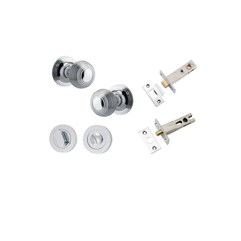 IVER Guildford Door Knob On Round Rose Concealed Fix | Separate Privacy Kit | 9 Finishes - Polished Chrome