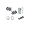 IVER Guildford Door Knob On Round Rose Concealed Fix | Entrance Kit (Key/Thumb) | 9 Finishes - Brushed Chrome