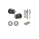 IVER Guildford Door Knob On Round Rose Concealed Fix | Entrance Kit (Key/Key) | 9 Finishes - Distressed Nickel