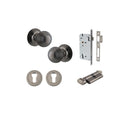 IVER Guildford Door Knob On Round Rose Concealed Fix | Entrance Kit (Key/Thumb) | 9 Finishes - Distressed Nickel