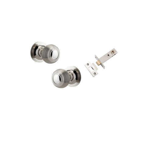 IVER Guildford Door Knob On Round Rose Concealed Fix | Passage Kit | 9 Finishes - Polished Nickel