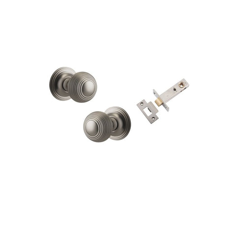 IVER Guildford Door Knob On Round Rose Concealed Fix | Passage Kit | 9 Finishes - Satin Nickel