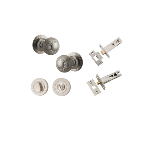 IVER Guildford Door Knob On Round Rose Concealed Fix | Separate Privacy Kit | 9 Finishes - Satin Nickel