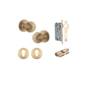 IVER Guildford Door Knob On Round Rose Concealed Fix | Entrance Kit (Key/Key) | 9 Finishes - Brushed Brass