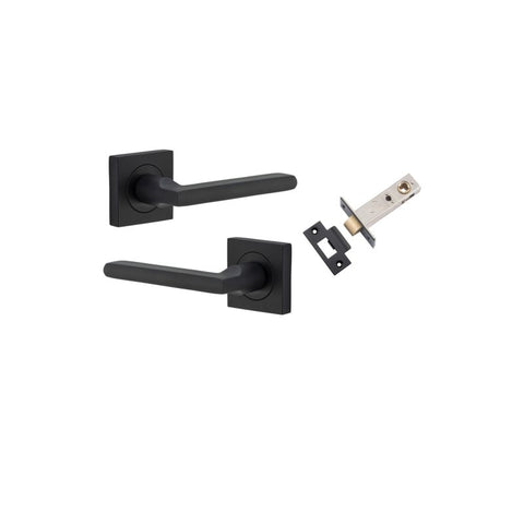 Iver Baltimore Door Lever on Square Rose | Passage Kit | 7 Finishes - Matt Black