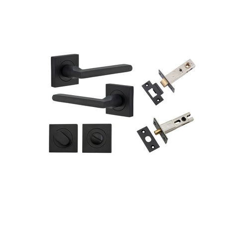 Iver Baltimore Door Lever on Square Rose | Separate Privacy Kit | 7 Finishes - Matt Black