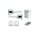Iver Baltimore Door Lever on Square Rose | Entrance Kit (Key/Key) | 7 Finishes - Polished Chrome