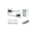 Iver Baltimore Door Lever on Square Rose | Entrance Kit (Key/Thumb) | 7 Finishes - Polished Chrome