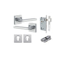 Iver Baltimore Door Lever on Square Rose | Entrance Kit (Key/Key) | 7 Finishes - Brushed Chrome