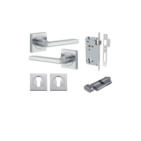 Iver Baltimore Door Lever on Square Rose | Entrance Kit (Key/Thumb) | 7 Finishes - Brushed Chrome